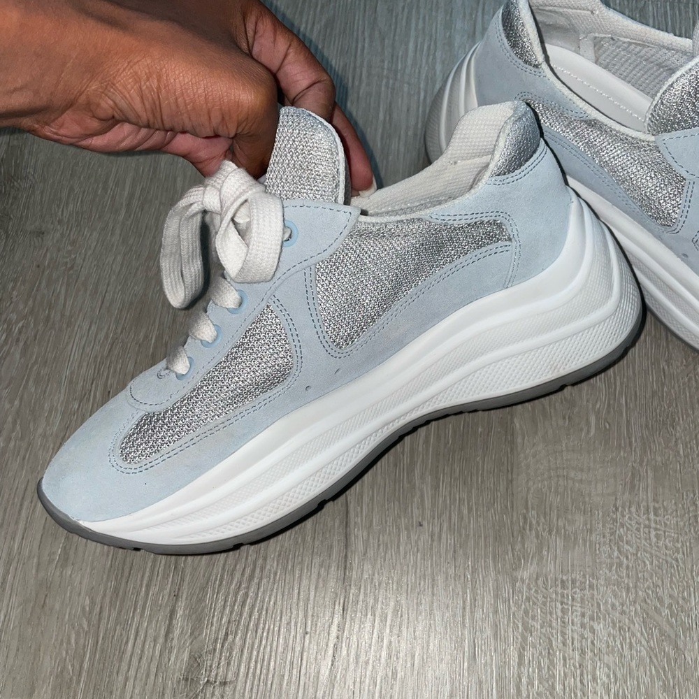 Prada baby blue Suede America’s Cup Sneaker size 35 1/2 - Picture 7 of 11
